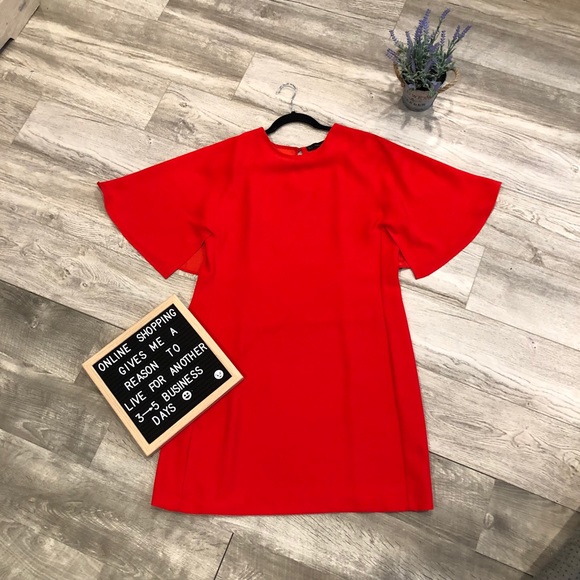 Zara Dresses & Skirts - Zara | Red cap sleeves Mid dress size L